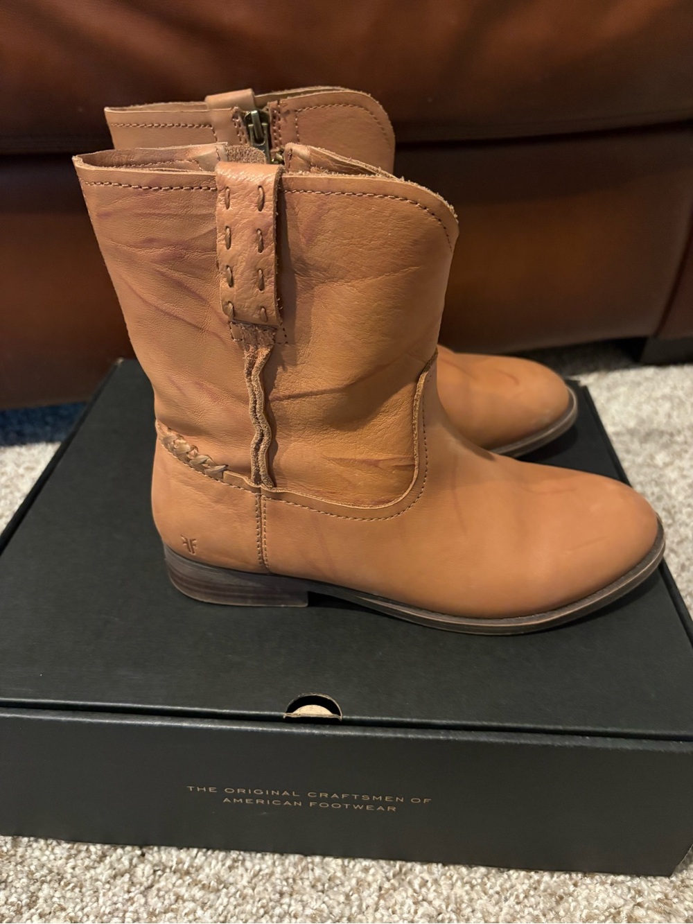 Frye Kids Chestnut Leather Ankle Boots - Picture 3 of 5